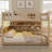 Full over Full Bunk Bed with Storage Shelf, Color-Changing Lights & Pegboard for Teens and Adults, Beige-1877179446-1877180360