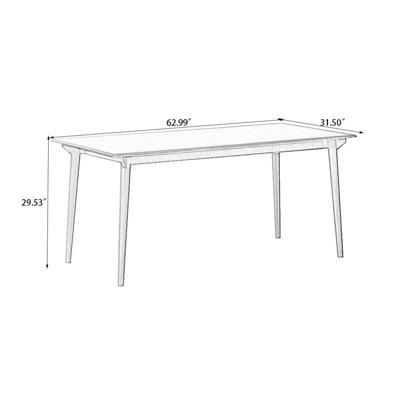 Brown Rectangular Solid Wood Dining Table, 29.53”H x 62.99”L x 31.5”W