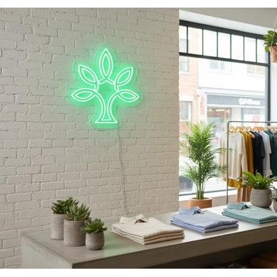  | Arbre avec feuilles en néon | Fabriqué avec un tube néon flexible et durable qui assure un éclairage lumineux et constant pendant plus de 50 000 heures sans scintillement ni gradation | 24 x 23 | Vert néon