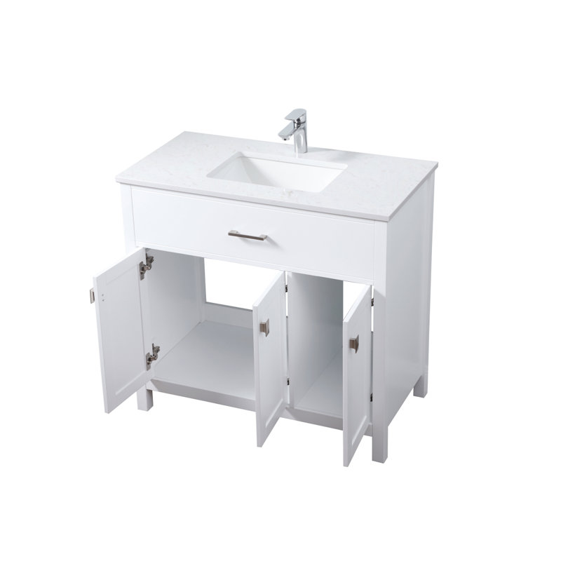 Ensemble de meuble-lavabo simple 36 po avec dessus en marbre Harrison, Blanc