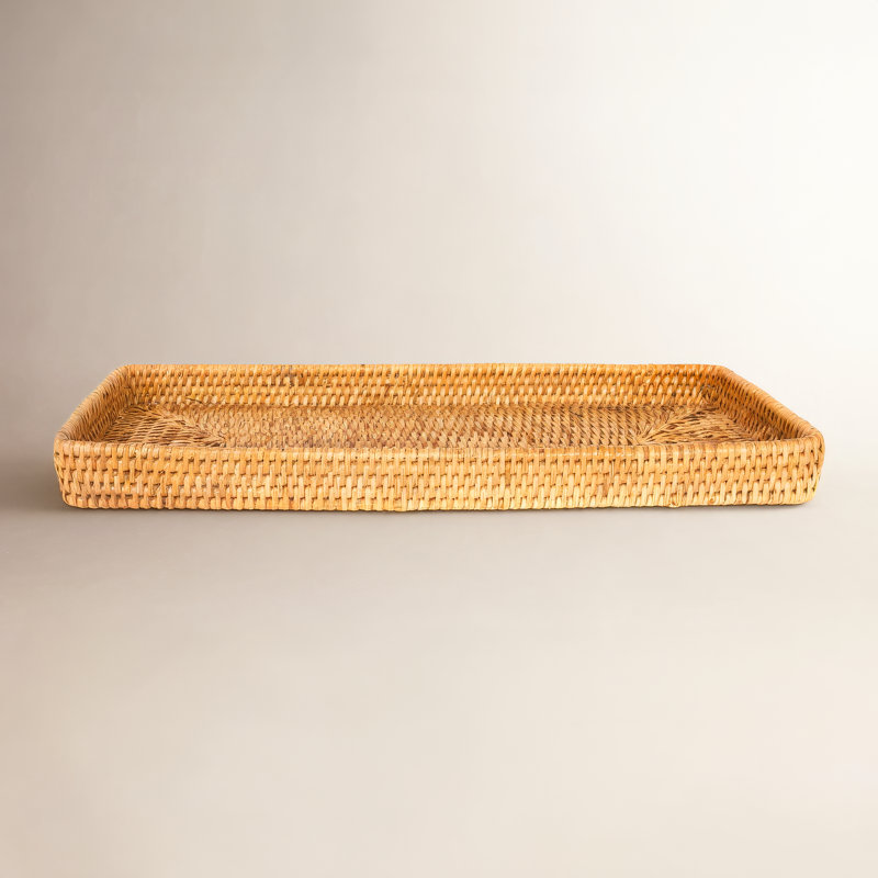 Artifacts Rattan Rectangular Vanity Tray, Honey Brown