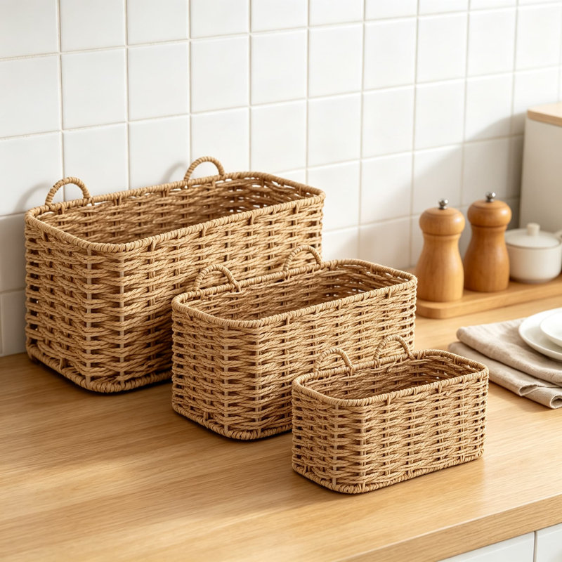 Ensemble de trois paniers muraux Boho
