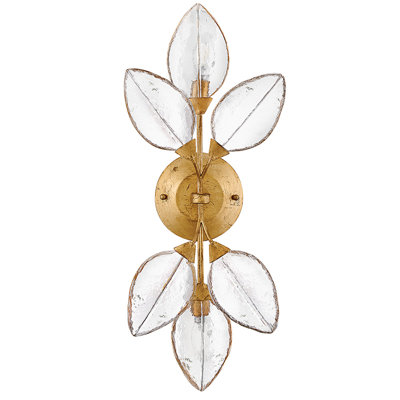 Fredrick Ramond Amira Two-Light Wall Sconce w/ Clear Pressed Glass Leaves
