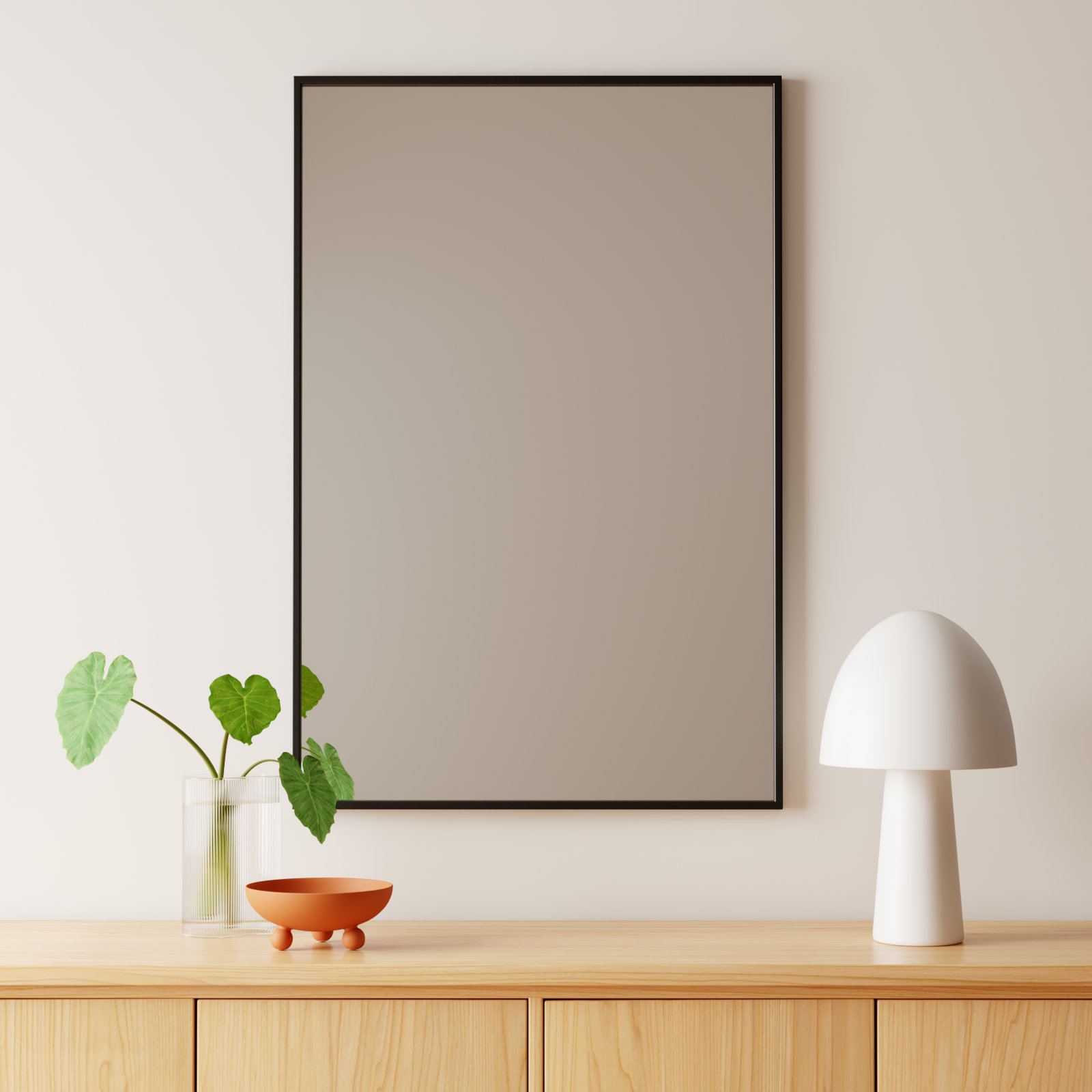 Sabine Metal Rectangle Wall Mirror, 42" x 28", Black