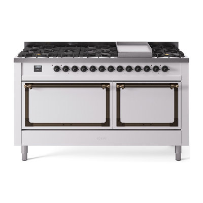ILVE Nostalgie II Noblesse 60 in Dual Fuel Range, 9 Burner, Griddle