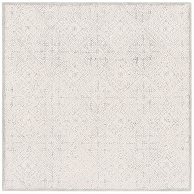Freddy Geometric Handmade Tufted Wool Grey/Ivory Area Rug