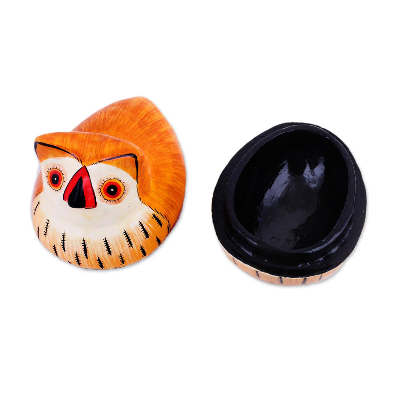 Boîte décorative hibou master papier mache inde Chula