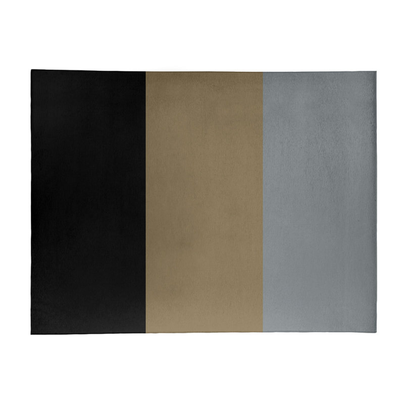 Tapis noir à rayures de hockey national, Rectangle 5 pi x 7 pi
