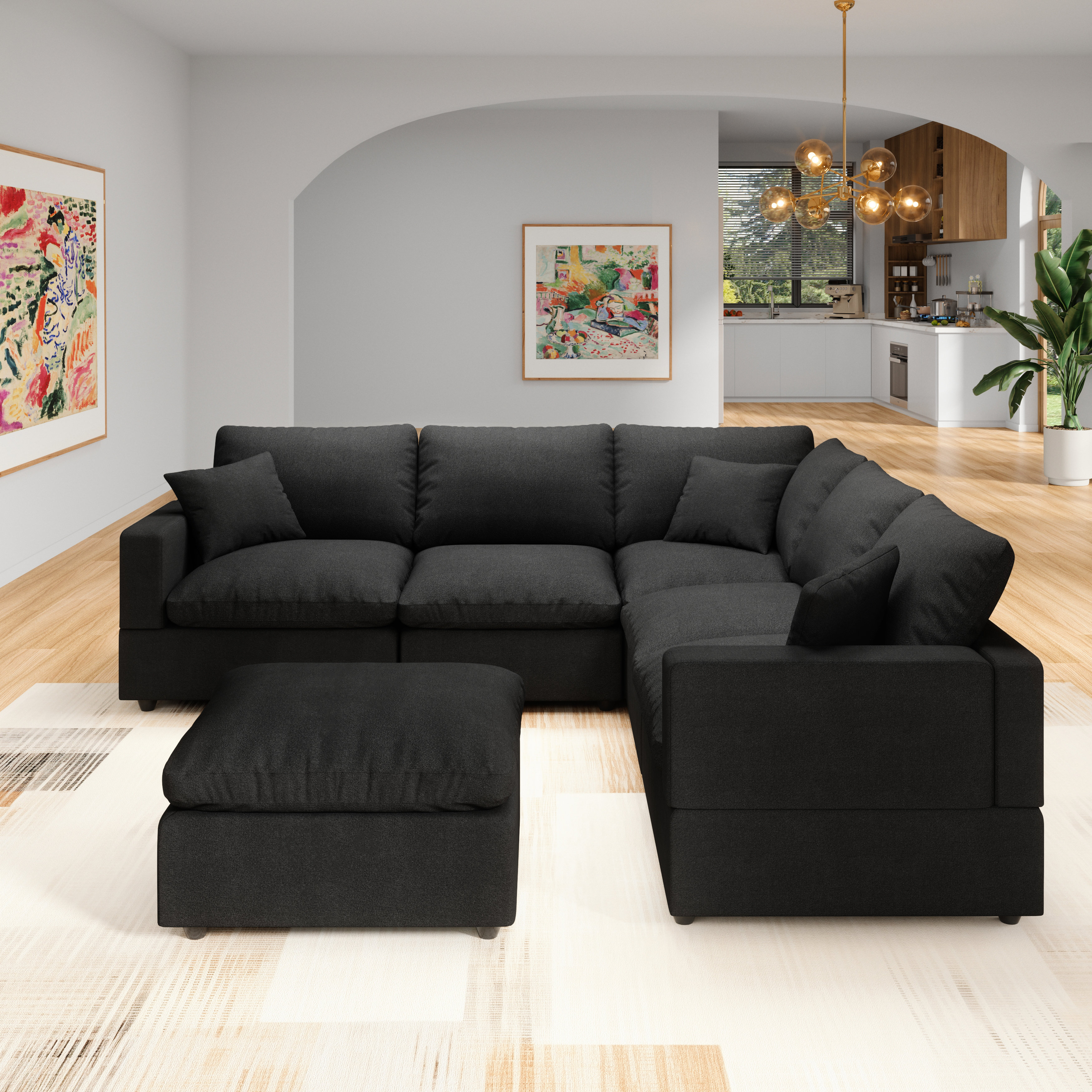 Wrought Studio 95.4" Upholstered Cloud Couch, Modern Modular Sectional ...