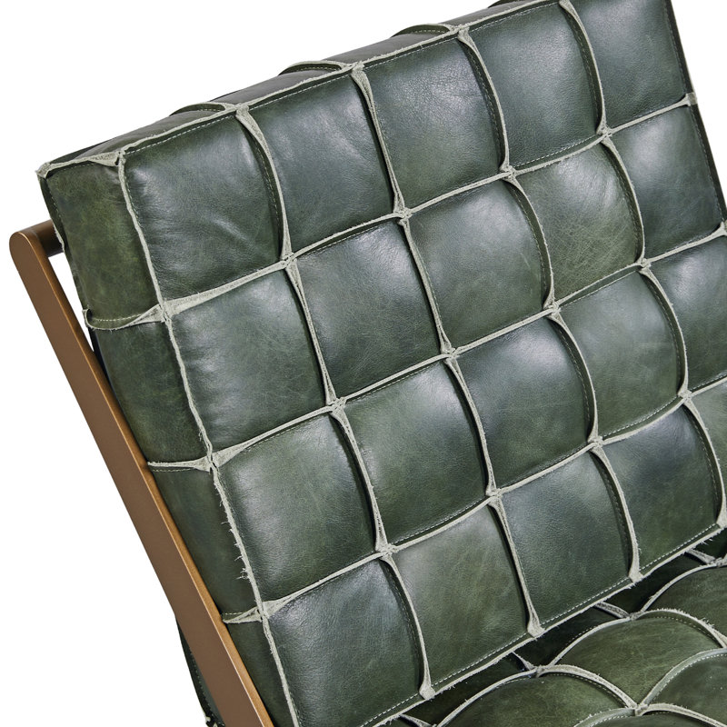 Chaise de loisirs en cuir fleur 25,4 po de largeur Clayton, Vert matcha