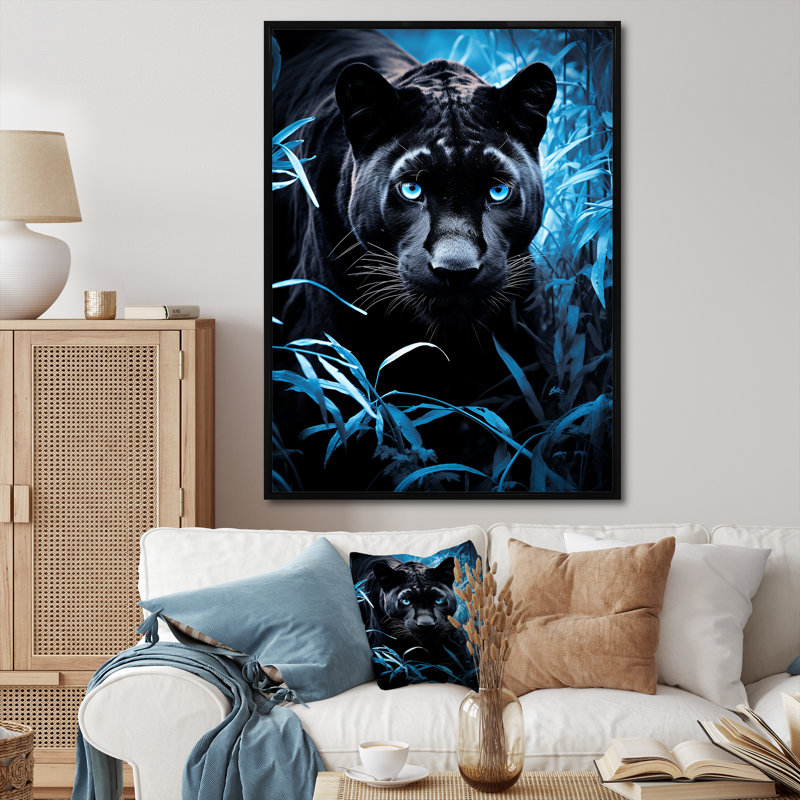 «Black Blue Panther Hidden Observer Infrared» sur toile, H 20 po x l 12 po x P 1 po, Cadre flottant noir