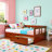 Bechtold Melody Extendable Daybed Frame with Trundle and Storage Drawers, Brazilian Pine Wood King-Size Bed for Kids Bedroom Furniture, 200 Pound Capacity, Multiple Finish Options - CHESTNUT-1126822514
