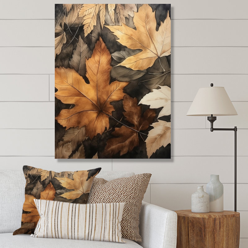 Brun brun et feuilles d'harmonie IV, Toile tendue, H 32 po x l 16 po x P 1 po