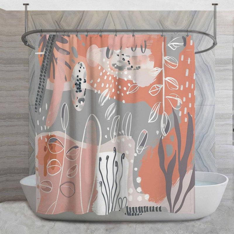 Rideau de douche botanique - motif de salle de bain froid 14128, H 73 po x l 70 po