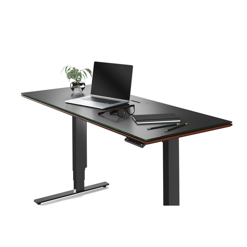Sequel 20 Glass Writing Desk, 24" H x 66" W x 30" D, Chocolate Stained Walnut