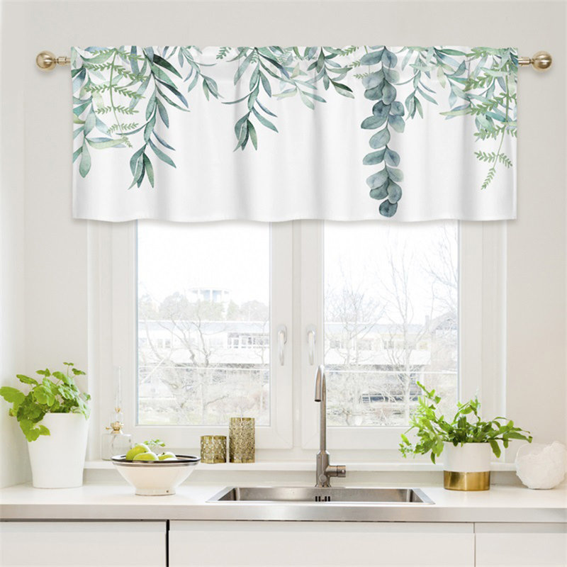 Kbndieu Short Floral Small Window Valance Curtains for Bathroom Kitchen Cafes Thermal Insulating Tier Curtains 52x18inch Colorful Flowers Leaves Plants
