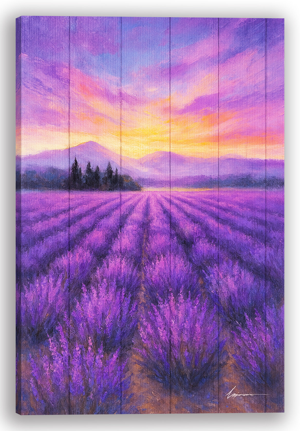 Ophelia & Co. "Sunset Over Lavender Rows" Rustic Wrapped Canvas Wall ...