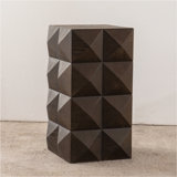 23.62"Height Three-dimensional Embossed Pattern Design Retro Side Table Retro Wooden Nightstand Brown