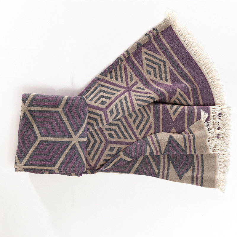 Lathan Throw Blanket, W222 x L245cm, Plum Purple