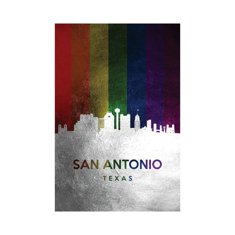San Antonio Texas Spectrum Skyline by Adrian Baldovino - Wrapped Canvas Print, 20.32 cm H x 30.48 cm W