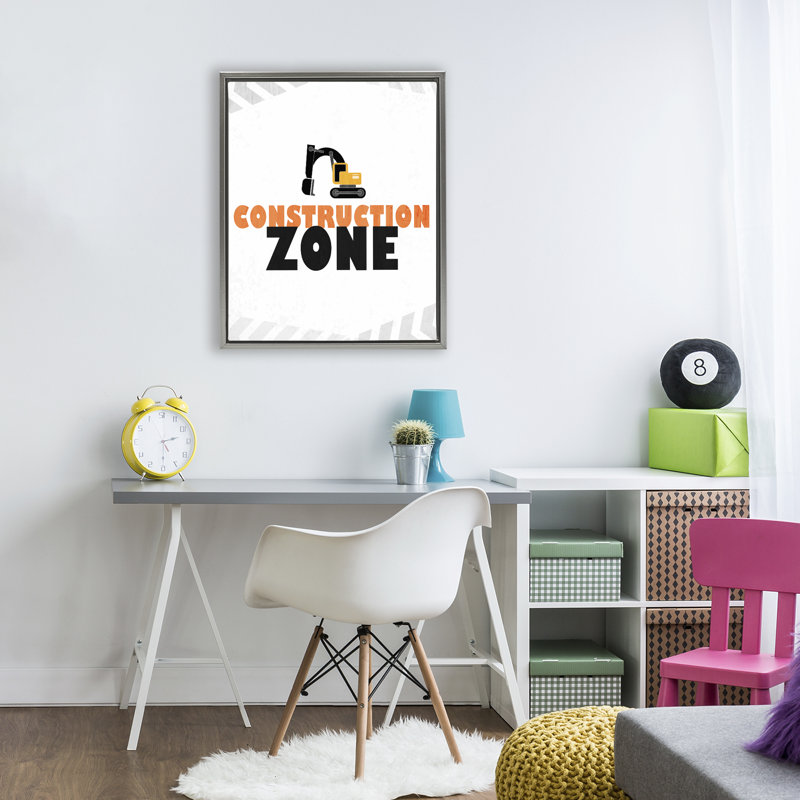 Cadre flottant minimal Construction Zone, design par Kim Allen, H 21 po x l 17 po, Cadre flottant gris lustré