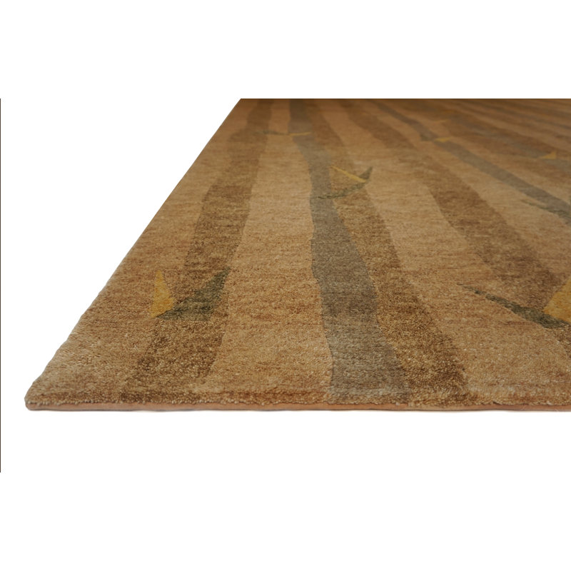 Plateau Hand Knotted Wool Abstract Area Rug in Gray/Orange, Rectangle 6' x 9'