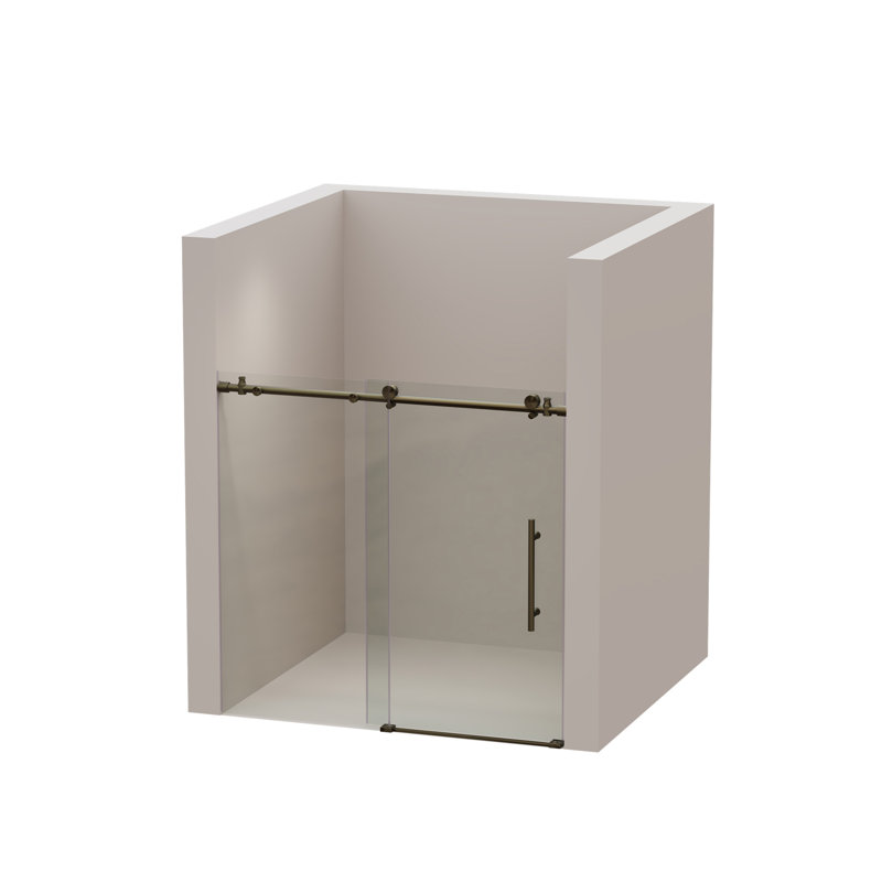 Porte de baignoire coulissante sans cadre, porte de douche de baignoire, verre trempé transparent de 5/16 po (8 mm), porte simple à finition argentée brillante, réversible