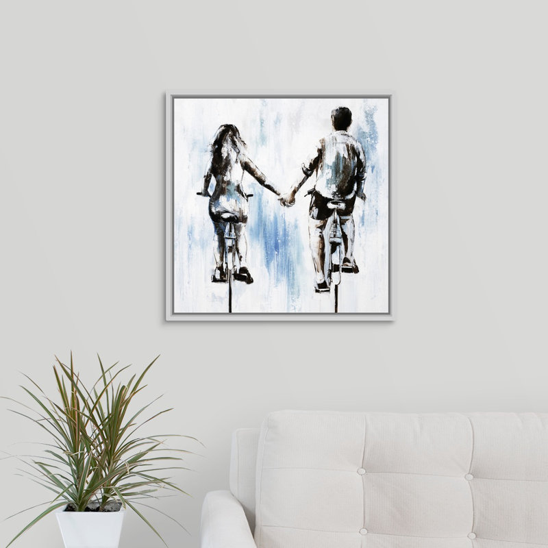 « se déporter sur », peinture sur toile, H 21,7 po x l 21,7 po x p 1,75 po, Cadre flottant blanc