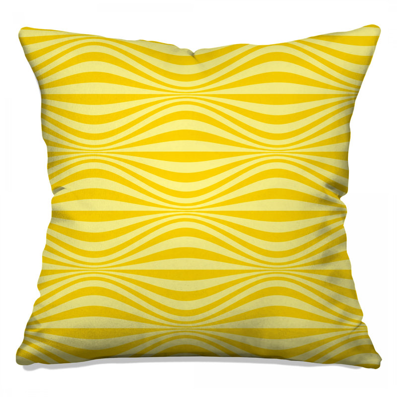 Coussins décoratifs Yellow Wavy Lines, 14 X 14 pouces