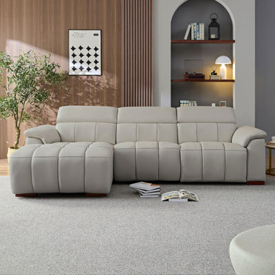 Canapé inclinable Wall-Hugger en cuir véritable à commande électrique en forme de L, siège de salon, sièges de cinéma avec port USB, canapé avec appui-tête et repose-pieds pour le salon, appartement, bureau
