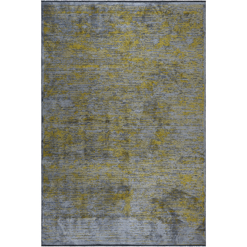 Tapis gris / jaune Rapture, Rectangle 7 pi 10 po x 9 pi 10 po