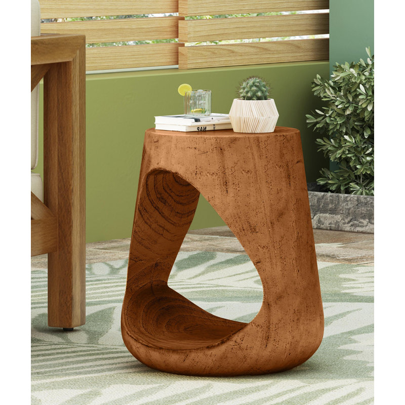 Table d'appoint MGO Hollow, texture semblable au bois, Brun