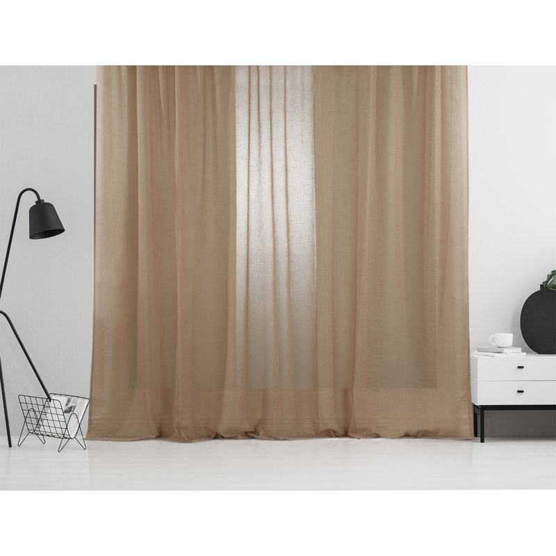Sheer Curtain Panel Pair, 245cm Width x 280cm Drop, Brown