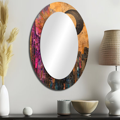 Grand dieu indien en Inde paysage I - miroir mural ovale traditionnel