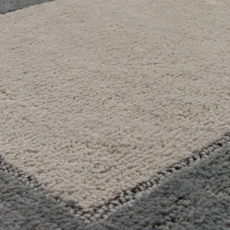 Tapis de bain géométrique en tricot Counterpoint Casual, Étain / silex, L 17 po x L 24 po