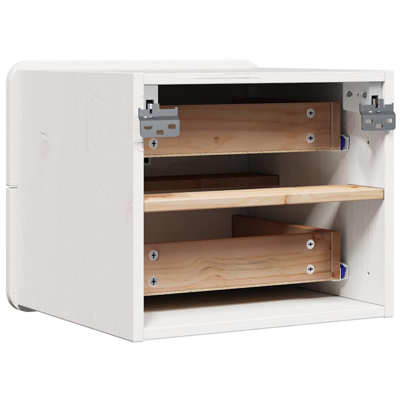 Bedside Table Wax 39 X 34 X 33 Cm Solid Pinewood, White