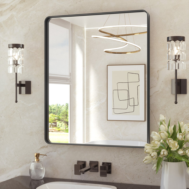 Aluminium Mirror, Matte Black, 76.2cm x 91.4cm, Rectangle