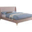 Structure de lit simple rose avec tête de lit à oreilles, capitonnage, tissu velours, pieds en métal doré rose, style contemporain, entièrement rembourré, pieds, matériau