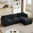 Modular Sectional Sofa, 102 Inch L Shaped Couch Set For Living Room, 3-Seater Comfy Cloud Couches With Movable Ottoman, DIY Combination, Chenille, Black-2123389170