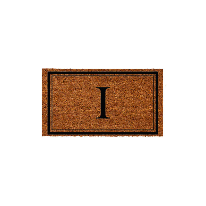 Niarcos 28" x 16" Non-Slip Monogram Coir Outdoor Door Mat, I