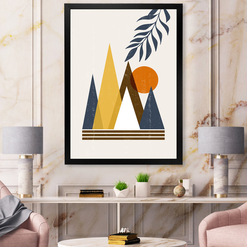 Abstrait soleil et lune dans les montagnes I - Photographie de cadre photo sur toile, Cadre noir, H 32 po x l 24 po x P 1 po