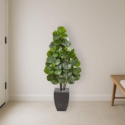 Fiddle Leaf Fig Artificial Tree in Black Planter