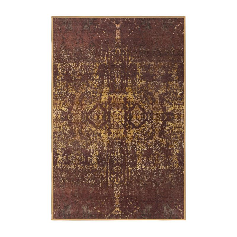 Tapis oriental brun / doré, Rectangle 2 pi x 4 pi