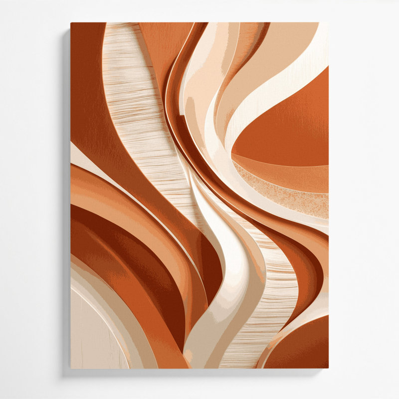 Abstrait paysage 13, art mural beige sur toile, H 14 po x l 11 po