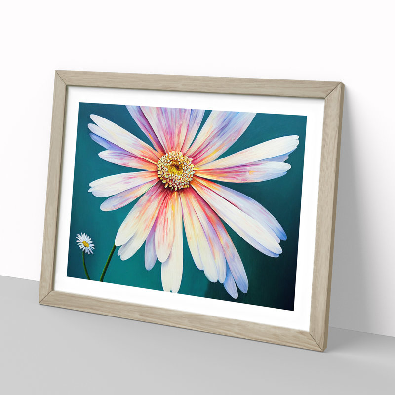 Daisy Flower Dreams - Framed Print, 25cm H x 34cm W x 2cm D, Oak