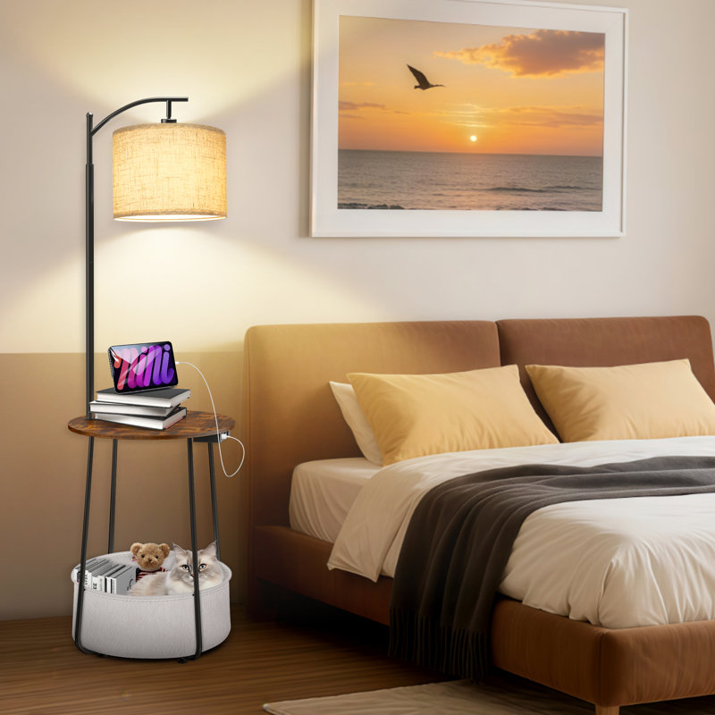 Lampe de table sur pied 62 "Zoulla, Bois brun