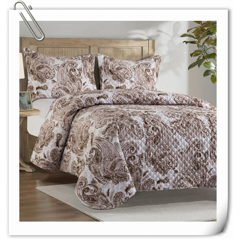 Ensemble de courtepointe en microfibre / polyester Quilts, Courtepointe grande + 2 taies décoratives, Cachemire brun clair