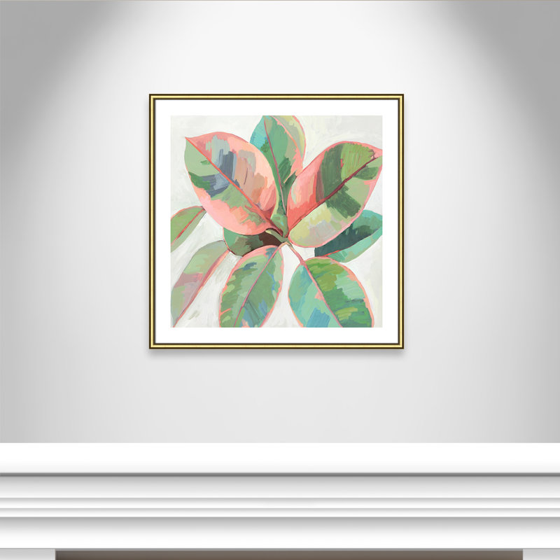 «Pink Ficus II», reproduction d'art, Papier encadré doré, H 33,25 po x l 33,25 po x P 0,88 po