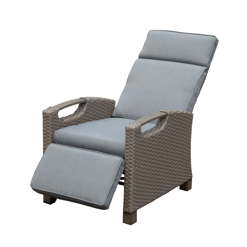 Chaise de patio inclinable avec coussins, Gris