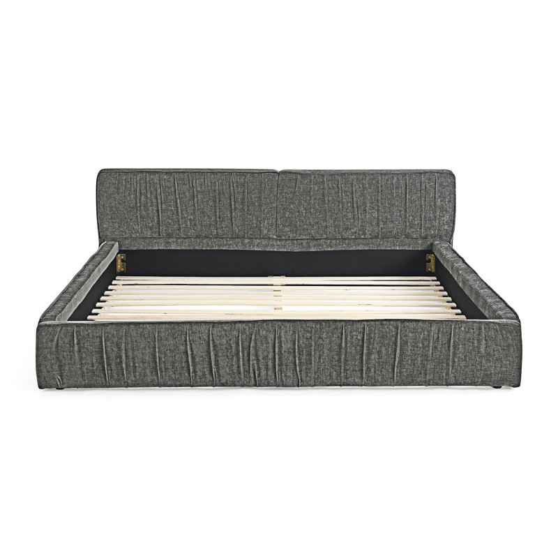Lit plateforme tapissier, Gris foncé
